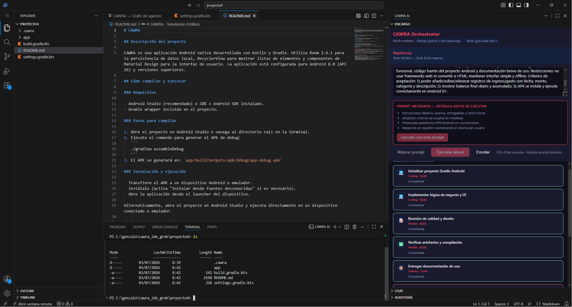 CAWRA IDE, entorno de programación con inteligencia artificial multiagente